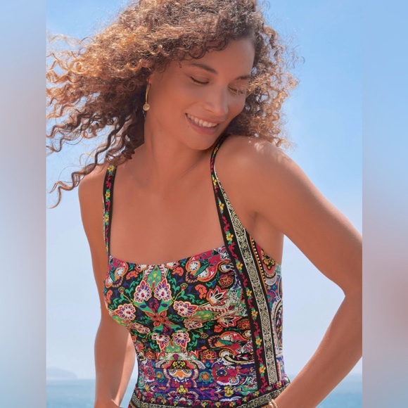 NWT [Johnny Was] Hannah Ruched One-Piece Printed Swimsuit Women’s Size XS - Picture 3 of 16